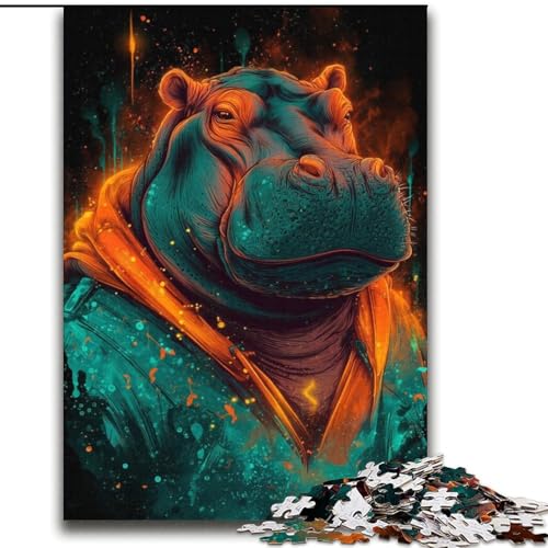 Puzzles für Erwachsene und Jugendliche, Puzzle Fantasy Nilpferd-Quizspiel, ganze Familie, 70x100cm von LYXIANY