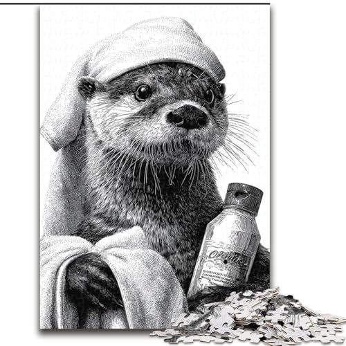 Puzzles für Erwachsene und Jugendliche, Puzzle Otter beim Baden, Quizspiel zur Stärkung der Liebe zwischen Paaren für Kinder ab 14 Jahren (Größe 26x38cm) von LYXIANY