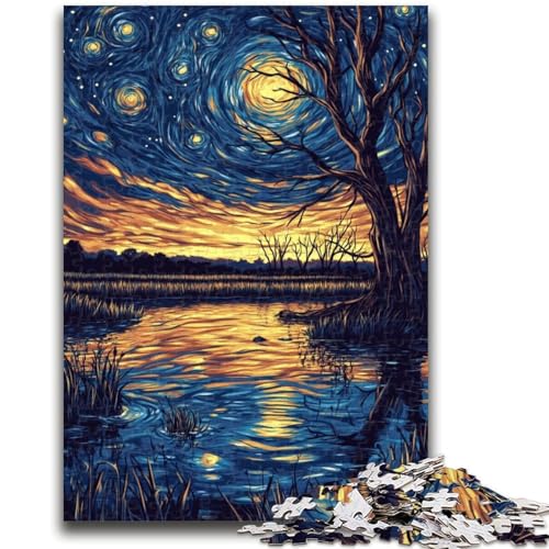 Puzzles für Erwachsene und Jugendliche, Puzzle Van Gogh Nachthimmel für Lernspiele, Herausforderungsspielzeug, einzigartige Heimdekoration und Geschenke, 50x75cm von LYXIANY