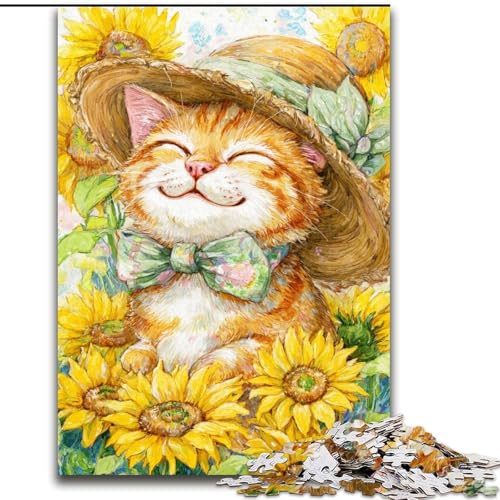 Puzzles für Erwachsene und Jugendliche, Sonnenblumenkatze, Lernspiele, Heimdekoration, Lernspiel für Geburtstag, Weihnachten, 50x75cm Puzzles für Erwachsene und Jugendliche, Sonnenblumenkatze, Lernspiele, Heimdekoration, Lernspiel für Geburtstag, Weihnachten, 50x75cm von LYXIANY