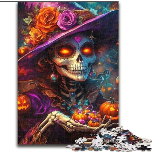 Puzzles für Erwachsene und Teenager, Halloween-Skelett, Quizspiel zur Stärkung der Liebe zwischen Paaren für Kinder ab 14 Jahren (Größe 50x75cm) von LYXIANY