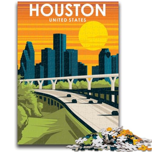 Puzzles für Erwachsene und Teenager, Puzzle Houston, Texas, Reisekunst, anspruchsvolles Spiel und Lernspiel für die ganze Familie zum Geburtstag, Weihnachten (Größe 38x26cm) von LYXIANY