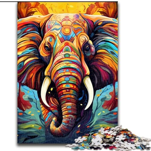 Puzzles für Erwachsene. Bunte Elefanten-Kunstpuzzles für Erwachsene. Größe: 50x75cm. Anspruchsvolles Denkspiel – Entspannendes Spielzeug für Teenager. von LYXIANY