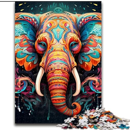 Puzzles für Erwachsene. Bunte Elefanten-Kunstpuzzles für Erwachsene. Größe: 50x75cm. Anspruchsvolles Denkspiel – Entspannendes Spielzeug für Teenager. von LYXIANY