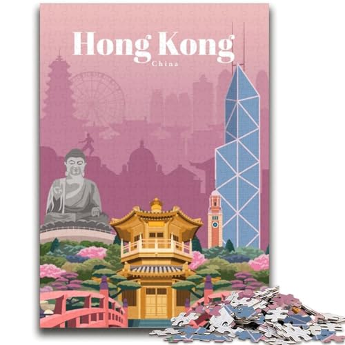 Puzzles für Teenager, 1000, Reise nach Hongkong, anspruchsvolles Spiel und Familienspiel, Wanddekoration, einzigartige Geburtstags (Größe 38x52cm) von LYXIANY