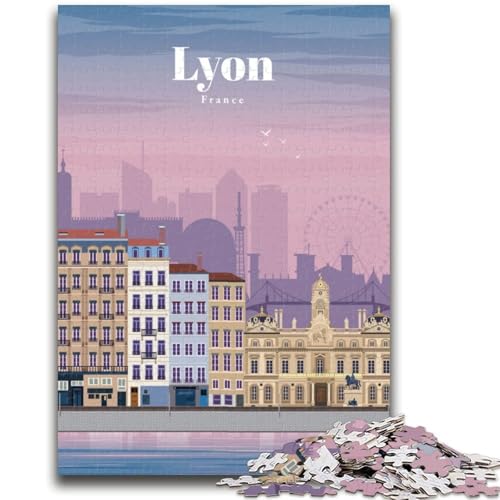 Puzzles für Teenager, 1000, Reise nach Lyon, anspruchsvolles Spiel und Familienspiel, Wanddekoration, einzigartige Geburtstags (Größe 50x75cm) von LYXIANY