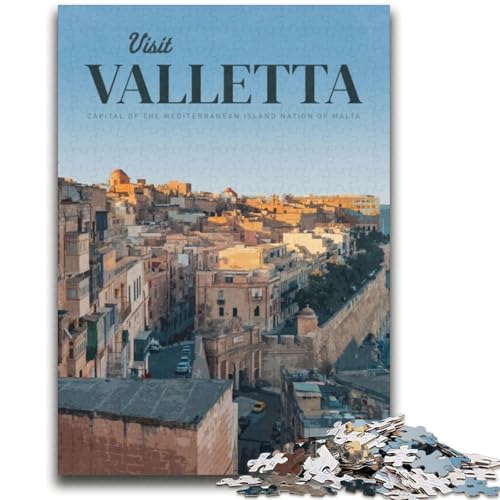 Puzzles für Teenager, 1000 Puzzles, Besuchen Sie Valletta, Spielzeug, Lernspiele, Stressabbau, einzigartige Heimdekoration und Geschenke (Größe 38x52cm) von LYXIANY