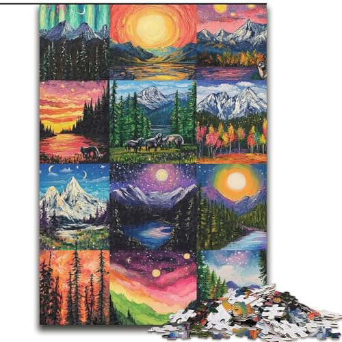 Puzzles für Teenager, 1000 Teile, Aurora-Collage, Lernspielzeug, Familienspiele, geeignet als Schreibtischdekoration (Größe 26x38cm) von LYXIANY