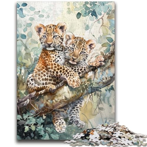 Puzzles für Teenager, 1000 Teile, Leopard auf dem Baum, anspruchsvolles Spiel und Familienspiel, Wanddekoration, einzigartige Geburtstags, 38x26cm von LYXIANY