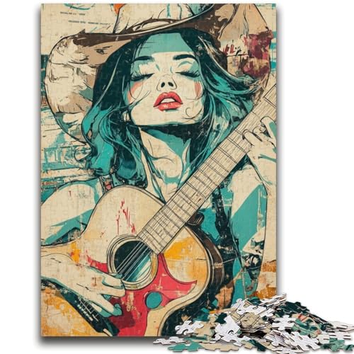 Puzzles für Teenager, 1000 Teile, Puzzle, Mädchen spielt Gitarre, Spielzeug, Lernspiele, Stressabbau, Künstlersammlung, Bildende Kunst, 50x75cm von LYXIANY