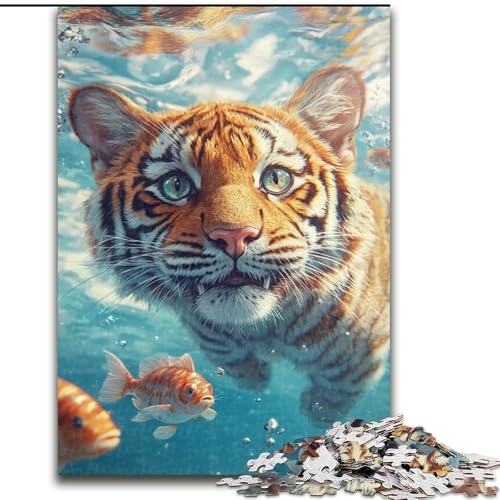 Puzzles für Teenager, 1000 Teile, Puzzle Taucher-Tiger, Lernspiele, Heimdekoration, Geburtstagsgeschenk, Geschenke für Kinder ab 14 Jahren (Größe 50x75cm) von LYXIANY
