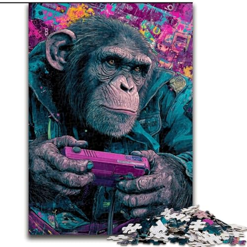Puzzles für Teenager, 1000 Teile, Schimpansen, Spiele Spielen, Lernspielzeug, Familienspiele, einzigartige Geburtstags- und Geschenkideen, 50x75cm von LYXIANY