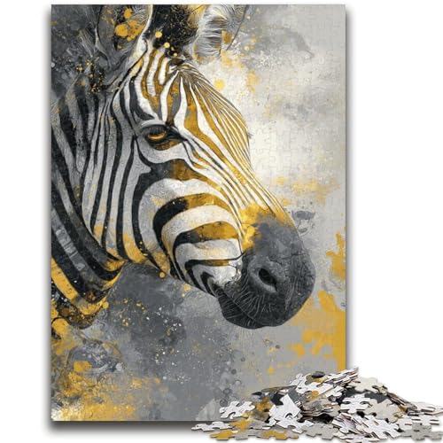 Puzzles für Teenager, 1000-teiliges Puzzle, schwarz-goldenes Zebra, zum Stressabbau, zum Zeitvertreib zu Hause, mit passendem Poster und Quizblatt, 26x38cm von LYXIANY