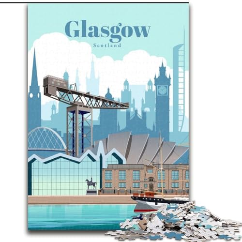 Puzzles für Teenager, 1000-teiliges Puzzle Reise nach Glasgow, anspruchsvolles Spiel und Familienspiel, Wichtelgeschenke (50x75cm),1000 Teile von LYXIANY
