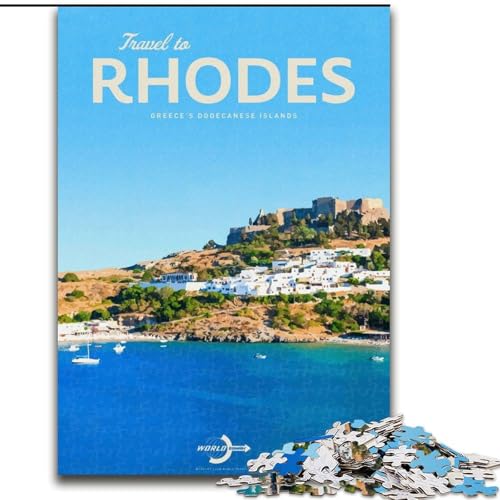 Puzzles für Teenager, 1000-teiliges Puzzle Reise nach Rhodos, anspruchsvolles Spiel und Familienspiel, Wichtelgeschenke (26x38cm),1000 Teile von LYXIANY