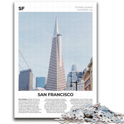 Puzzles für Teenager, 1000-teiliges Puzzle San Francisco, hilft dem Gehirn, süchtig machendes Spielzeug zu trainieren, um Geduld zu fördern, geeignet für Paare (Größe 38x52cm) von LYXIANY