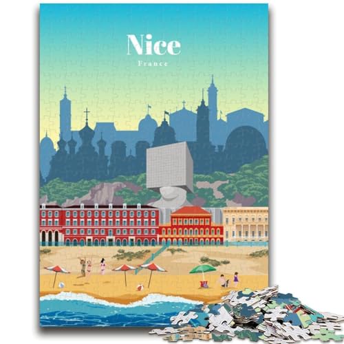 Puzzles für Teenager, Reise nach Nizza, anspruchsvolles Spiel und Familienspiel, Wanddekoration, einzigartige Geburtstags (Größe 38x26cm) von LYXIANY