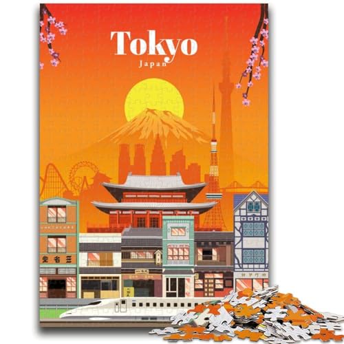 Puzzles für Teenager, Reise nach Tokio, anspruchsvolles Spiel und Familienspiel, Wanddekoration, einzigartige Geburtstags (Größe 50x75cm) von LYXIANY