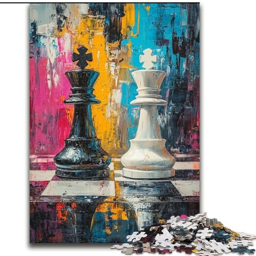 Puzzles für Teenager, Schach-Ölgemälde, Familienspiel, Stressabbau, schwierige Herausforderung, stärkt die Liebe zwischen Paaren, 38x26cm Puzzles für Teenager, Schach-Ölgemälde, Familienspiel, Stressabbau, schwierige Herausforderung, stärkt die Liebe zwischen Paaren, 38x26cm von LYXIANY