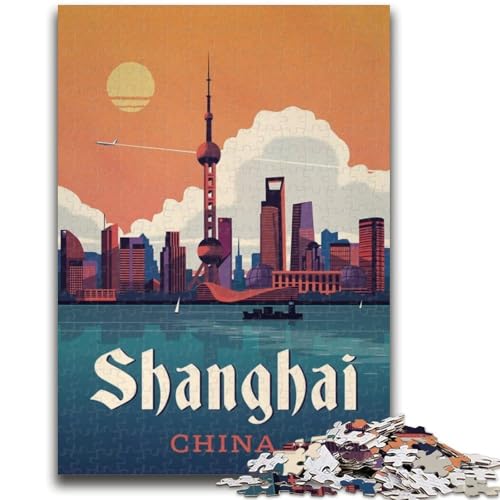 Puzzles für Teenager, Shanghai, anspruchsvolles Spiel und Familienspiel, Wanddekoration, einzigartige Geburtstags (Größe 50x75cm) von LYXIANY