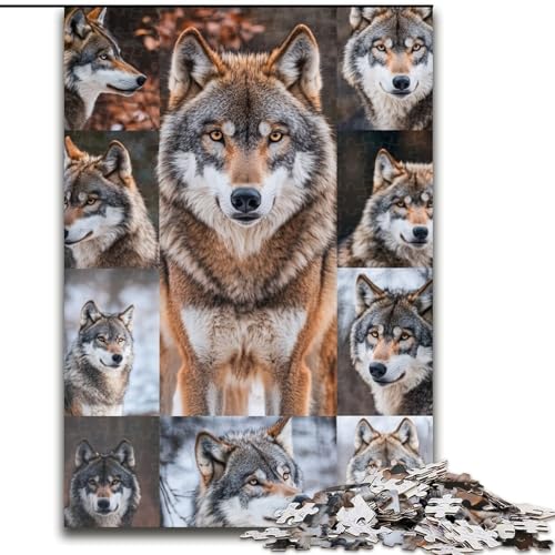 Puzzles für Teenager, Wolfscollage, Familienunterhaltungsspielzeug, ganze Familie, ab 14 Jahren (Größe 26x38cm) von LYXIANY