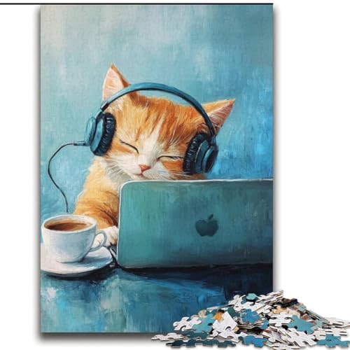 Puzzles für Teenager 2000 Katze hört Musik, Lernspiele, Heimdekoration, Lernspiel für Geburtstag, Weihnachten, 70x100cm Puzzles für Teenager 2000 Katze hört Musik, Lernspiele, Heimdekoration, Lernspiel für Geburtstag, Weihnachten, 70x100cm von LYXIANY