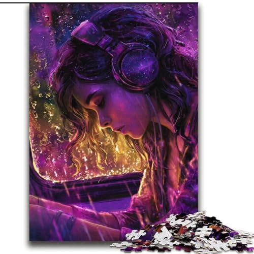 Puzzles für Teenager mit Musik hörender Frau, geeignet für Kinder ab 14 Jahren, Spielzeug-Wanddekoration, Geburtstag und einzigartige Geschenke (70x100cm) von LYXIANY