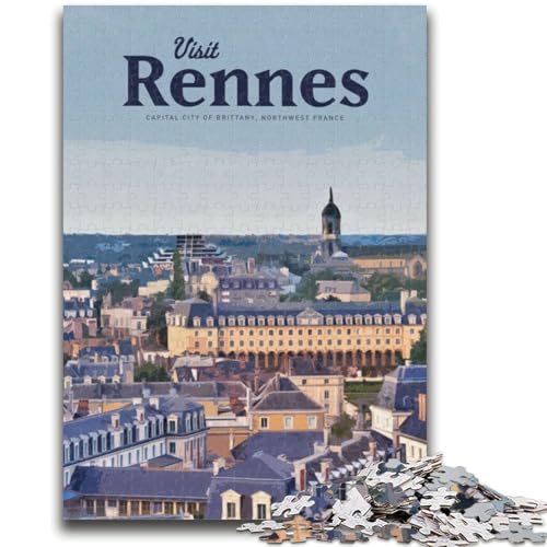 Puzzles für Teenager: Besuchen Sie Rennes Geeignet für Kinder ab 14 Jahren Intellektuelles Spielzeugspiel Lernspiel für Geburtstag und Weihnachten (Größe 50x75cm) von LYXIANY