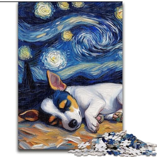 Rat Terrier Sternenhimmel-Puzzle für Erwachsene, 1000 Teile, Holzpuzzle, perfekte Dekoration für Zuhause oder das Büro, Größe 50x75cm von LYXIANY