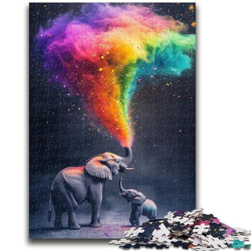 Regenbogen-Rauchelefant-Puzzle 1000 Teile für Teenager, Denkspiel, Wanddekoration, einzigartige Geburtstags (38x26cm) von LYXIANY