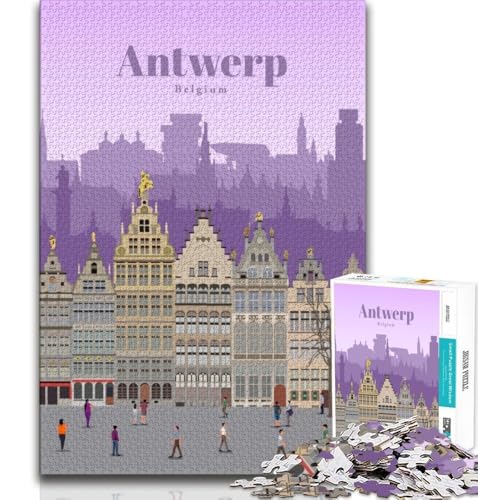 Reise nach Antwerpen, Puzzle für Erwachsene, 1000 Teile, anspruchsvolles Spiel und Familienspiel, ganze Familie, 38x26cm von LYXIANY