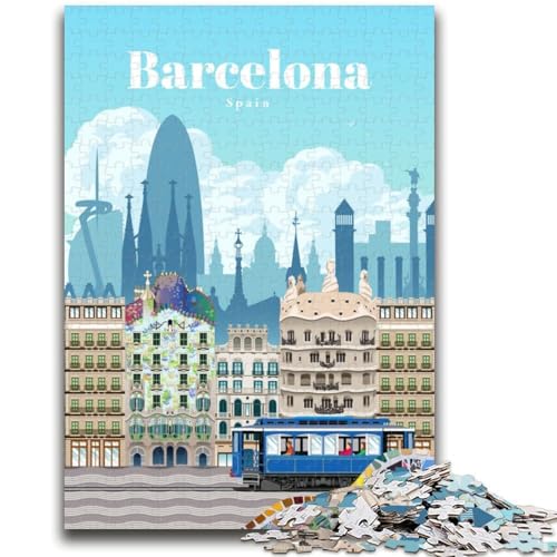 Reise-nach-Barcelona-Puzzle für Teenager, 1000 Teile, für Alter 14+, lustige Spiele, lustige Aktivitäten zu Hause, Geburtstagsgeschenke, Reisegeschenke, 1000 Stück (50x75cm) von LYXIANY