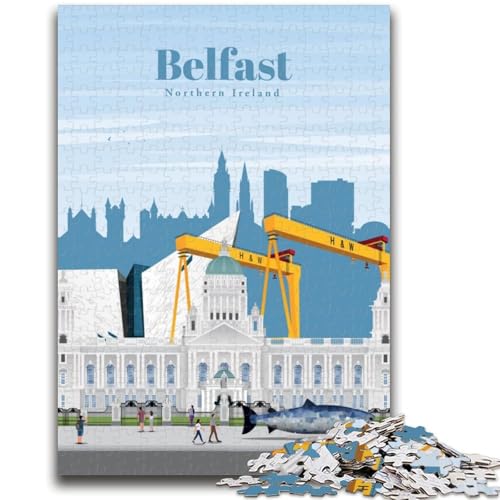 Reise-nach-Belfast-Puzzle für Teenager, 1000 Teile, für Alter 14+, lustige Spiele, lustige Aktivitäten zu Hause, Geburtstagsgeschenke, Reisegeschenke, 1000 Stück (50x75cm) von LYXIANY