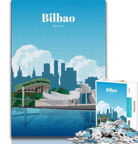 Reise nach Bilbao, Puzzle mit 1000 Teilen für Erwachsene, anspruchsvolles Spiel und Familienspaß mit vollständig ineinandergreifenden, zufällig geformten Teilen, 50x75cm Reise nach Bilbao, Puzzle mit 1000 Teilen für Erwachsene, anspruchsvolles Spiel und Familienspaß mit vollständig ineinandergreifenden, zufällig geformten Teilen, 50x75cm von LYXIANY