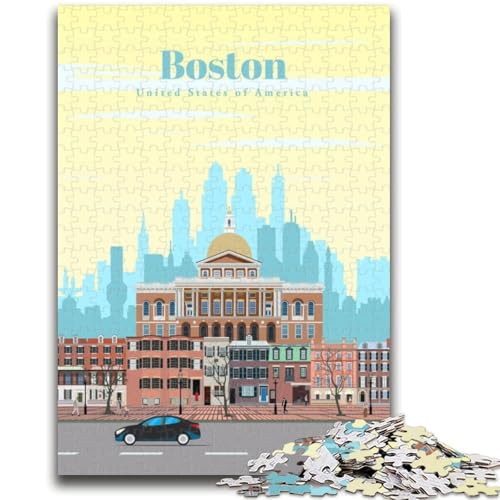 Reise nach Boston-Puzzles für Teenager, 1000-teiliges Puzzle, anspruchsvolles Spiel und Familienspiel, Eltern-Kind-Interaktion, 1000 Teile (26x38cm) von LYXIANY