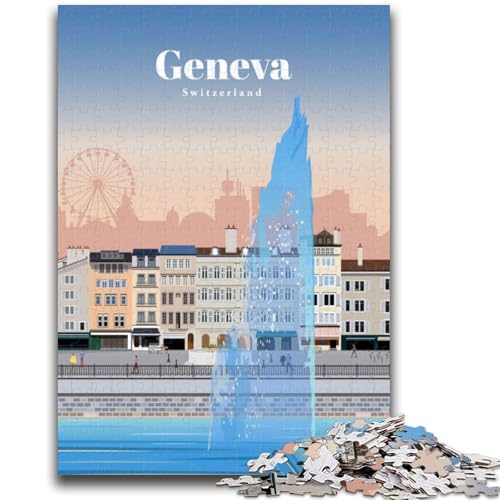 Reise nach Genf, Puzzle für Erwachsene, 1000 Puzzleteile, anspruchsvolles Spiel, ganze Familie, 1000 Teile (26x38cm) von LYXIANY