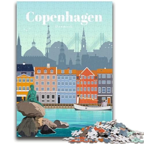 Reise nach Kopenhagen, 1000-teiliges Puzzle, anspruchsvolles Spiel und Wanddekoration für die ganze Familie, einzigartige Geburtstags (50x75cm) von LYXIANY