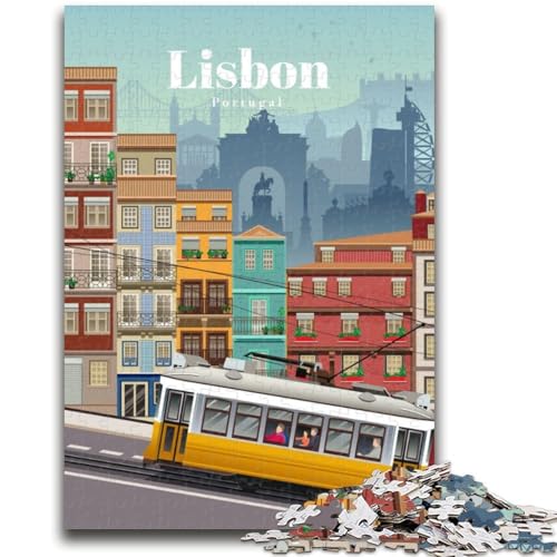 Reise nach Lissabon, 1000-teiliges Puzzle für Jugendliche und Erwachsene, anspruchsvolles Spiel und Familienspiel, Eltern-Kind-Interaktion, 1000 Teile (26x38cm) von LYXIANY