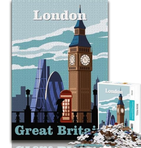 Reise nach London, Kunst-Puzzle für Erwachsene, 1000 Teile, anspruchsvolles Spiel und Familienspiel, ganze Familie, 38x26cm von LYXIANY