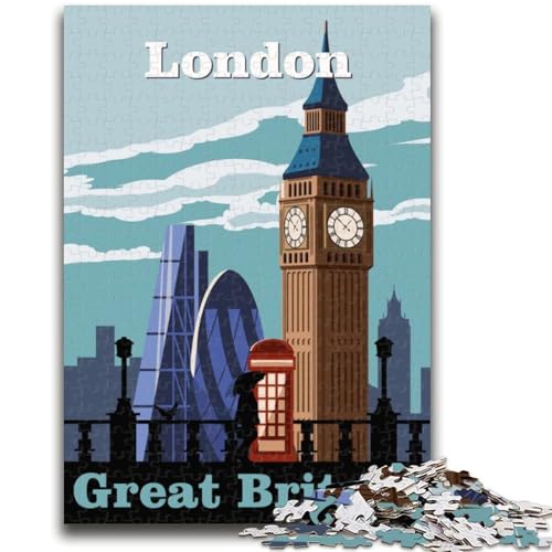 Reise nach London, Kunst-Puzzles für Erwachsene und Teenager, pädagogisches Familienspiel, geeignet als Schreibtischdekoration, 1000 Teile (26x38cm) von LYXIANY