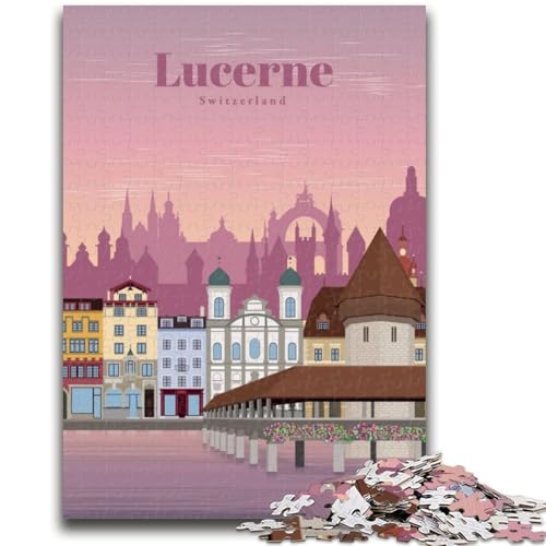 Reise nach Luzern, Puzzle für Erwachsene und Teenager, anspruchsvolles Spiel und Familienspiel, ganze Familie (38x26cm) von LYXIANY