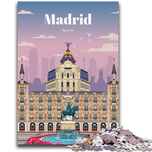 Reise nach Madrid, 1000-teiliges Puzzle für Erwachsene, Geschenke, anspruchsvolles Spiel und Familienspiel, Eltern-Kind-Interaktion, 1000 Teile (50x75cm) von LYXIANY