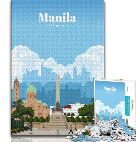 Reise nach Manila, Puzzle für Erwachsene und Teenager, anspruchsvolles Spiel und Familienspiel, ganze Familie, 50x75cm von LYXIANY