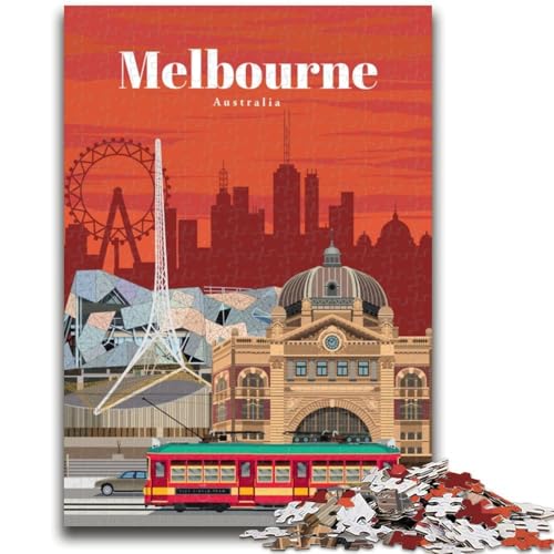 Reise nach Melbourne, 1000-teiliges Puzzle für Erwachsene, Geschenke, anspruchsvolles Spiel und Familienspiel, Eltern-Kind-Interaktion, 1000 Teile (50x75cm) von LYXIANY