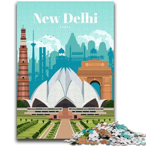 Reise nach Neu-Delhi, Puzzle für Erwachsene, 1000 Teile, geeignet für Kinder ab 14 Jahren, Spielzeug, Wanddekoration, Geburtstag und einzigartige Geschenke, 1000 Teile (26x38cm) von LYXIANY
