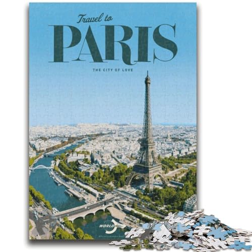 Reise nach Paris, 1000-teiliges Puzzle für Jugendliche und Erwachsene, anspruchsvolles Spiel und Familienspiel, Eltern-Kind-Interaktion, 1000 Teile (26x38cm) von LYXIANY