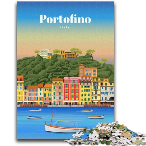 Reise nach Portofino, Puzzle 1000 Teile für Erwachsene, anspruchsvolles Spiel, Geschenke für die ganze Familie, 1000 Teile (26x38cm) von LYXIANY