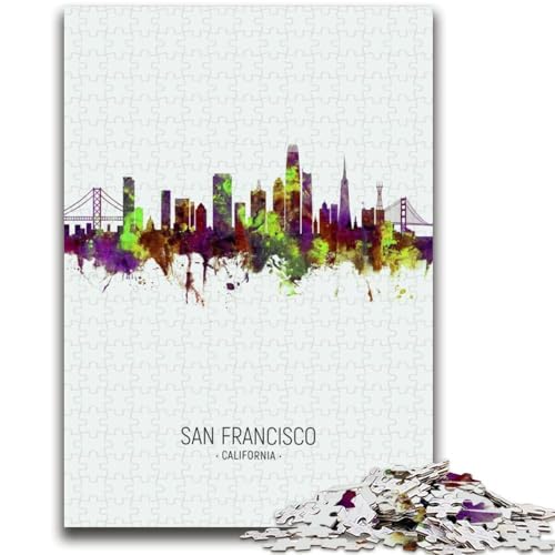 Reise nach San Francisco, 1000-teiliges Puzzle für Erwachsene und Jugendliche, anspruchsvolles Spiel und Lernspiel für die ganze Familie zum Geburtstag, Weihnachten, 1000 Teile (50x75cm) von LYXIANY