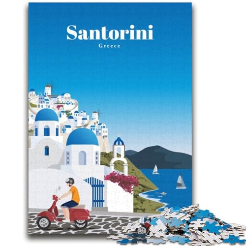 Reise nach Santorini, Puzzle für Teenager, anspruchsvolles Spiel und Familienspiel, Künstlersammlung, bildende Kunst für Kinder ab 14 Jahren, 2000 Teile (70x100cm) von LYXIANY