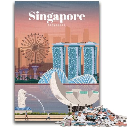 Reise-nach-Singapur-Puzzles für Teenager, 1000 Puzzleteile, für Alter 14+, lustige Spiele, lustige Aktivitäten zu Hause, Geburtstagsgeschenke, Reisegeschenke, 1000 Teile (26x38cm) von LYXIANY
